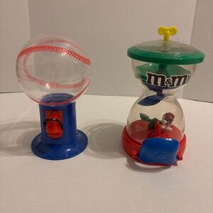 Vintage Candy Dispenser Bundle with M&M and Baseball Dispensers